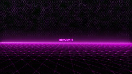 Poster - 4K Animation Abstract Wireframe Landscape Fly Through The Moutain Idea Graphic Motion. Glow Futuristic Geometric Structure Pattern 3D Rendering Seamless Loop Footage.
