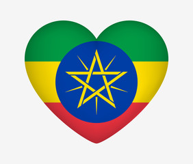 Wall Mural - Heart Shaped National Flag of Ethiopia. I Love My Country. Vector Illustration