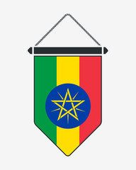 Wall Mural - Flag of Ethiopia. Vector Sign and Icon. Vertical Pennant. Vector Isolated