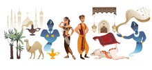 Aladdin Tale Vector Cartoon Illustration