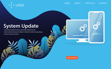 system update, landing page vector illustration concept