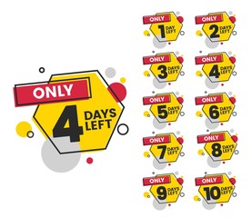 Only 4 days left - flat sticker set with numbers of days