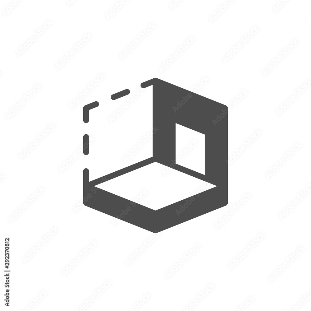 House 3D modeling glyph icon Stock Vector | Adobe Stock