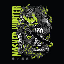 Masked Hunter Neon Series Illustration