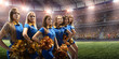 © Alex - Group of cheerleaders in action on the professional stadium. The stadium and crowd are made in 3d
