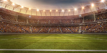 A Profesional American Football Arena. Stadium And Crowd Are Made In 3d.