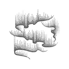 dotted swirls of northern or polar light in black isolated on white background.