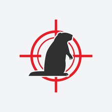 Groundhog Silhouette. Animal Pest Icon Red Target