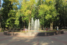 Smolensk, Russia, Fountain In Glinka Park On Summer 