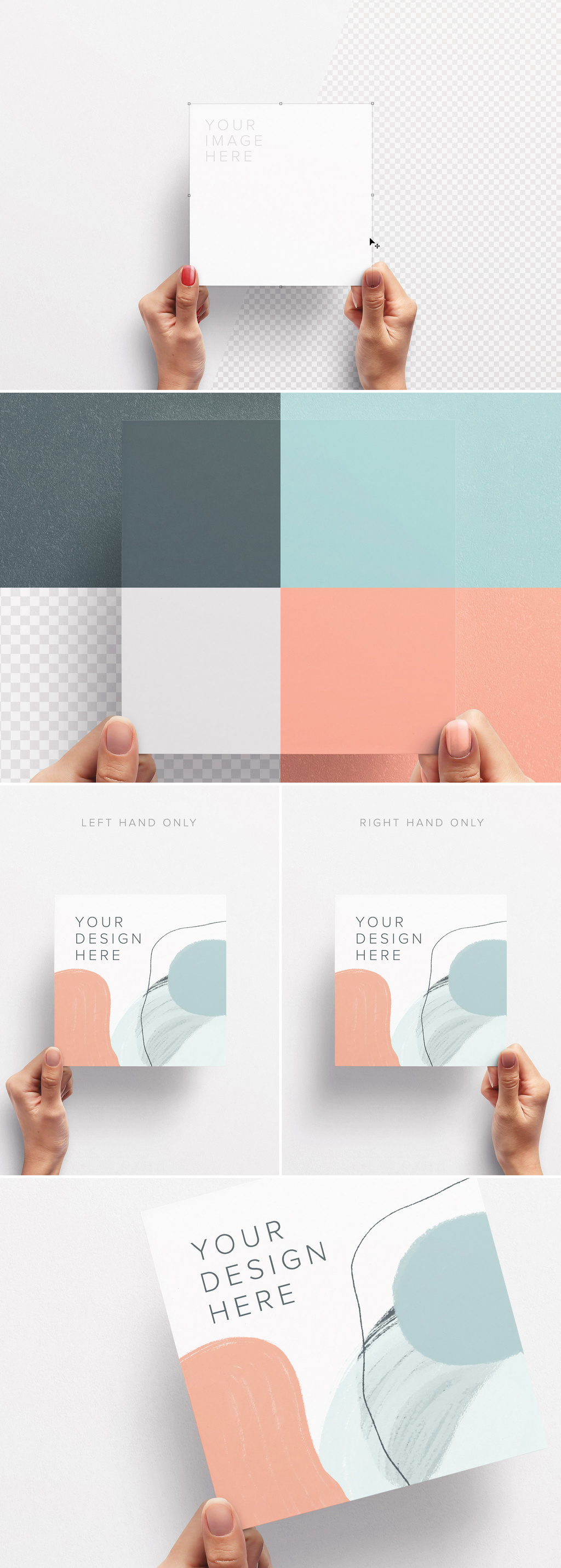 Hands Holding Square Paper Mockup Stock Template