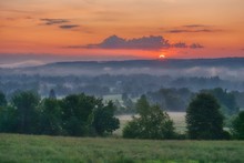 Beautiful Scenery Of The Sunrise In The Countryside Of Northwest Pennsylvania