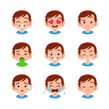Cute Kid Face Expression Emoji Emoticon Set