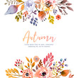 Autumn gloral background in watercolor style