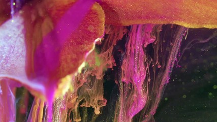 Wall Mural - Close up of lily flower. Acrylic colors and ink in water.