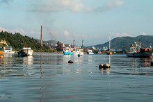 Zonguldak Eregli District, Fishing Boats And Erdemir Iron And Steel Factory Behind