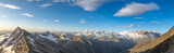 Fototapeta Na ścianę - XXL wide angle Swiss alps panorama view Left to right: Portjenhorn & Pizzo D'Andolla, Sonnighorn, Stellihorn, Monte Rosa, Strahlhorn, Rimpfischhorn, Allalinhorn, Alphubel, Taeschhorn, Dom, Nadelhorn.