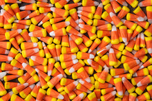Background Of Yellow, Orange, And White Candy Corn For The Holidays