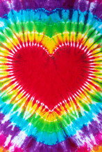 Heart Sign Tie Dye Pattern Hand Dyed On Cotton Fabric  Abstract Background.
