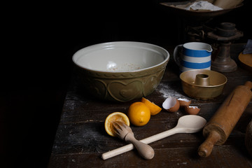 Vintage baking in the kitchen sill life