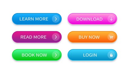 Wall Mural - set of modern buttons for website, apps, software, games and ui. vector trendy web concept elements.