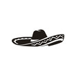 Simple Black Mexican Hat Sombrero silhouette logo vector