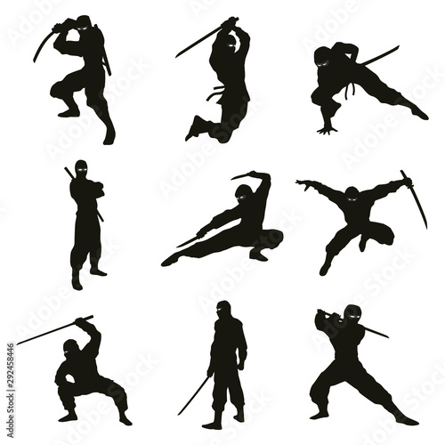 Ninja Silhouettes Fototapet
