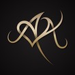 Creative luxury letter AA shaped love design vector symbol