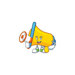 Sticker - With megaphone yellow loudspeaker cartoon character for bullhorn