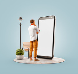 Unusual 3d illustration smart phone application