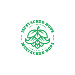 Wall Mural - Mustached hops logo