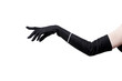© agneskantaruk - Feminine hand in a black glove on a white background.