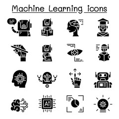 Wall Mural - Machine learning icon set vector illustration graphic design