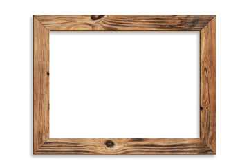 Wall Mural - wood picture frame isolated on white background with clipping path . image display concept