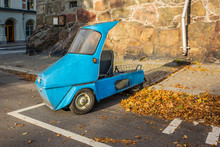 An Unusual Old Three-wheeler In Stockholm In Autumn