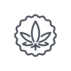 Wall Mural - Cannabis line icon. Marijuana leaf vector outline sign.