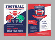 American football tournament posters, flyer with american football ball and american football helmet - template vector design