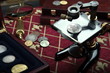 Antique coins and medals .Bonistics and numismatics collection.Magnifying glass, microscope.Russian Empire and world old money.Silver,gold.Vintage style