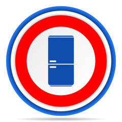 Aufkleber - Fridge, refrigerator round icon, red, blue and white french design illustration for web, internet and mobile applications