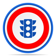 Poster - Traffic lights round icon, red, blue and white french design illustration for web, internet and mobile applications