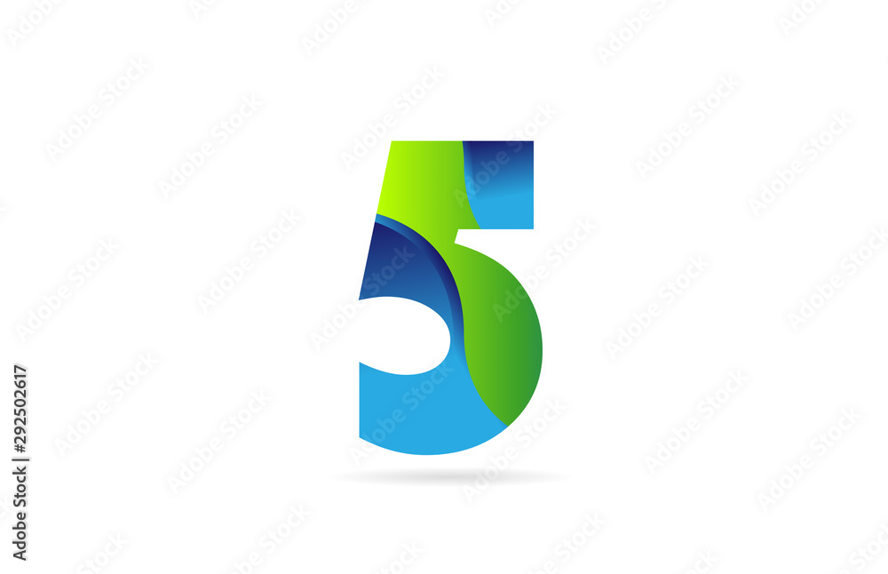5 blue number green for company logo icon design - obrazy, fototapety, plakaty 