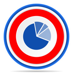 Aufkleber - Diagram round icon, red, blue and white french design illustration for web, internet and mobile applications