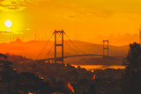 Istanbul Bosphorus Bridge. First lights of the morning. Wonderful landscapes. Turkey.