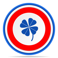 Aufkleber - Four-leaf clover round icon, red, blue and white french design illustration for web, internet and mobile applications