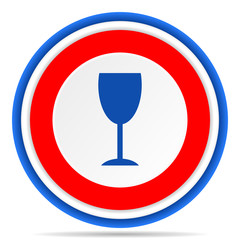 Aufkleber - Alcohol round icon, red, blue and white french design illustration for web, internet and mobile applications
