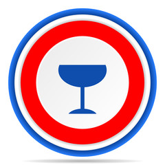 Aufkleber - Alcohol round icon, red, blue and white french design illustration for web, internet and mobile applications