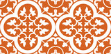 Fototapeta Kuchnia - Gorgeous seamless pattern from Orange and white Moroccan, Portuguese tiles, Azulejo, ornaments. Can be used for wallpaper, pattern fills, web page background,surface textures.
