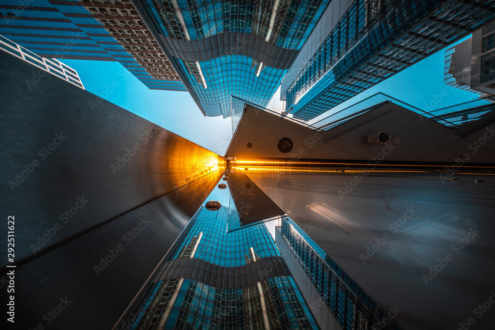 Modern architecture view from low angle - obrazy, fototapety, plakaty 
