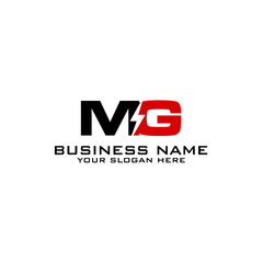  MG Initial logo concept with electric template vector