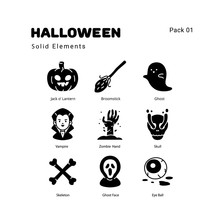 Halloween Illustration Elements Solid Icons