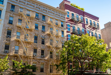 Wall Mural - classic downtown New York City building facades with trees